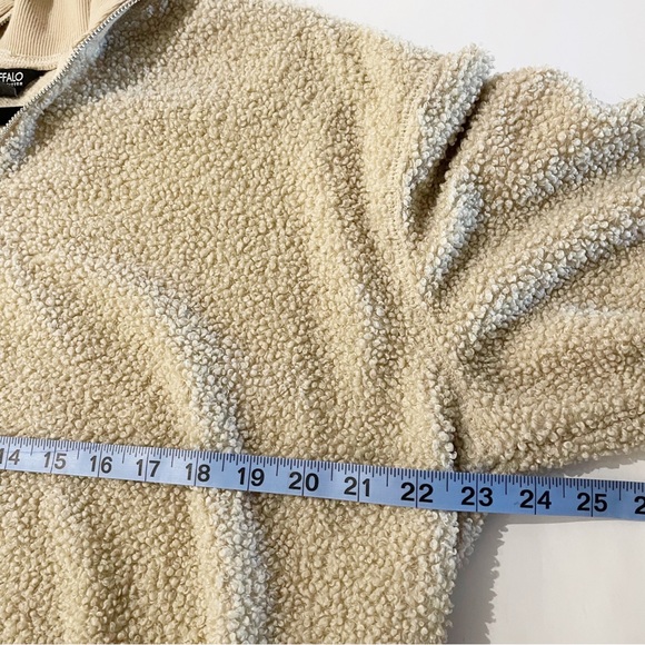 Buffalo David Bitton quarter-zip fuzzy pullover sweater sweatshirt cream M - Picture 6 of 7